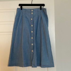 Madewell chambray midi skirt
